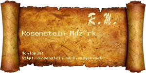 Rosenstein Márk névjegykártya
